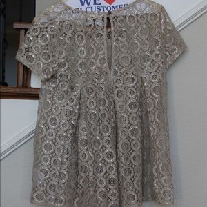 Anthro - Cream/Blush & Silver lace top - size XS